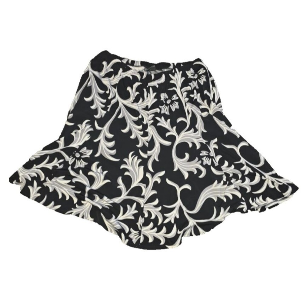 Additions by Chico's Black Silver Gray Slinky Skirt Elastic Waist Size 3 XL